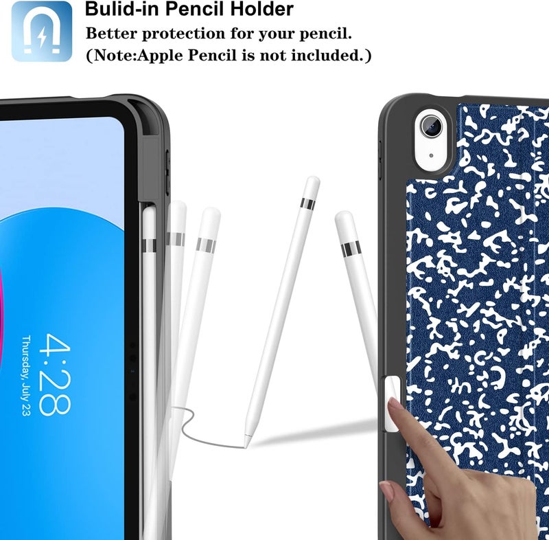 Supveco Case for iPad (A16) 11th Generation 11 inch (2025),iPad 10th Generation 10.9 inch (2022) with Pencil Holder-[Auto Wake/Sleep],Premium Folio Stand Case with Soft TPU Back Cover-Navy - Image 3
